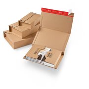 ColomPac Universalverpackung Wickelverpackung starke B-Welle 198 x 135 x -63mm mit Selbstklebeverschluss & Aufreifaden