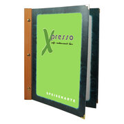 Folienkarte (PVC) grün, mit Holzrücken, 6 Seiten, A4, 1 Stk.