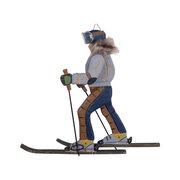 Skifahrer "Vintage" aus Holz, Deko zum Hängen 31cm