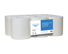 EcoLine Putzpapier Innenabrollung h�lsenlos unperforiert, 1-lagig Zellstoff hochwei�, 20cm x 300m, 6 Rollen