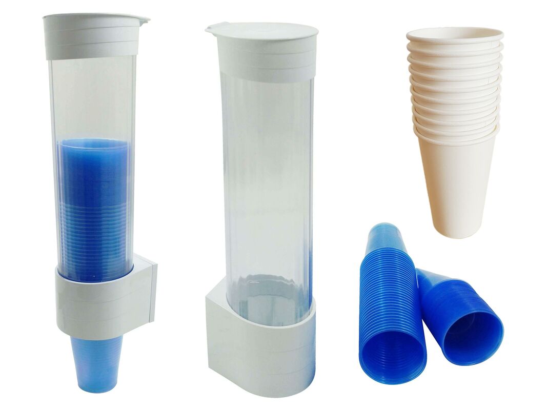 MultiCup Becherspender für Trinkbecher aus Pappe und Kunststoff mit O 70mm, weiß