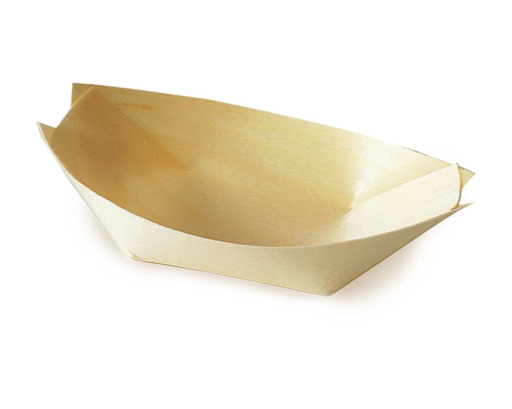 Fingerfood-Schale aus Holz schiffchenförmig  9 x 6 cm, 100 Stk.