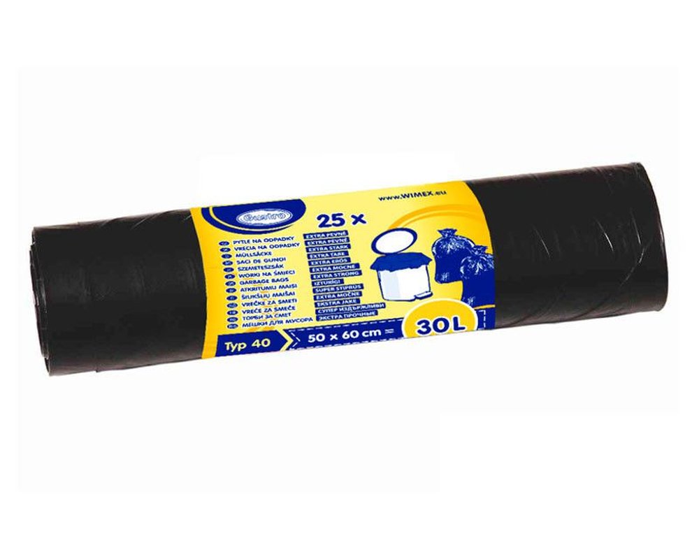 Mülleimerbeutel 30 Liter, 50 x 60 cm, schwarz, extra stark, 25 Stk.