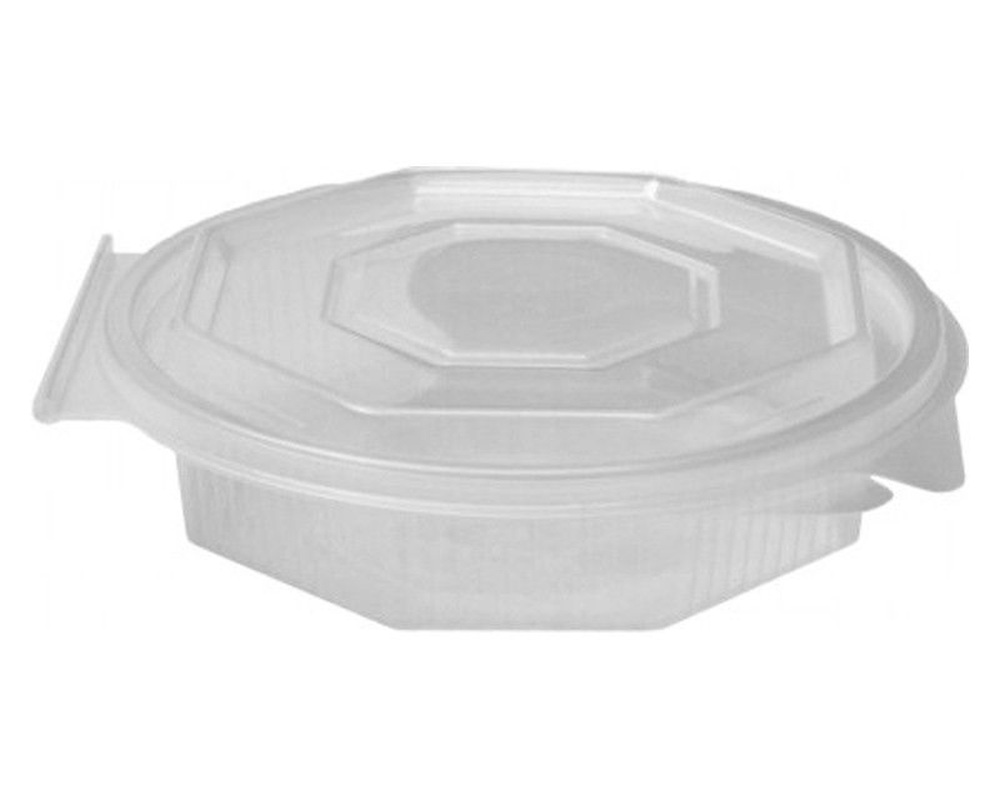 Achteckbecher klar mit angehängtem Deckel  250 ml (PP), 50 Stk.
