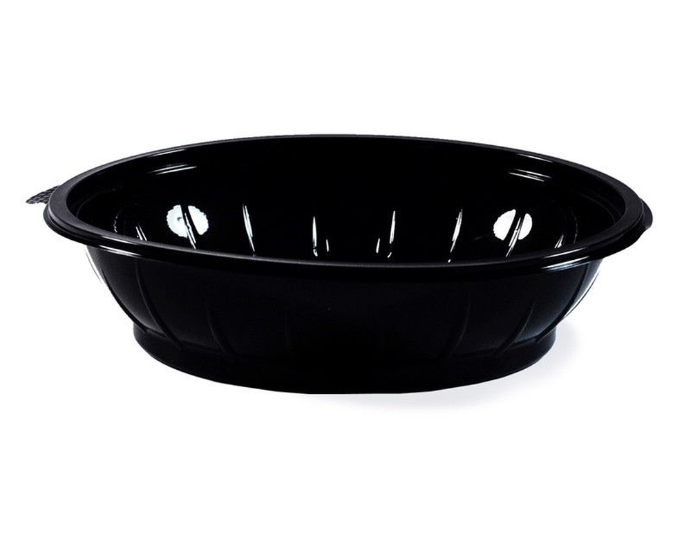 Salatschalen rund O 23 x 5,1 cm schwarz 1000 ml (PET), 50 Stk.