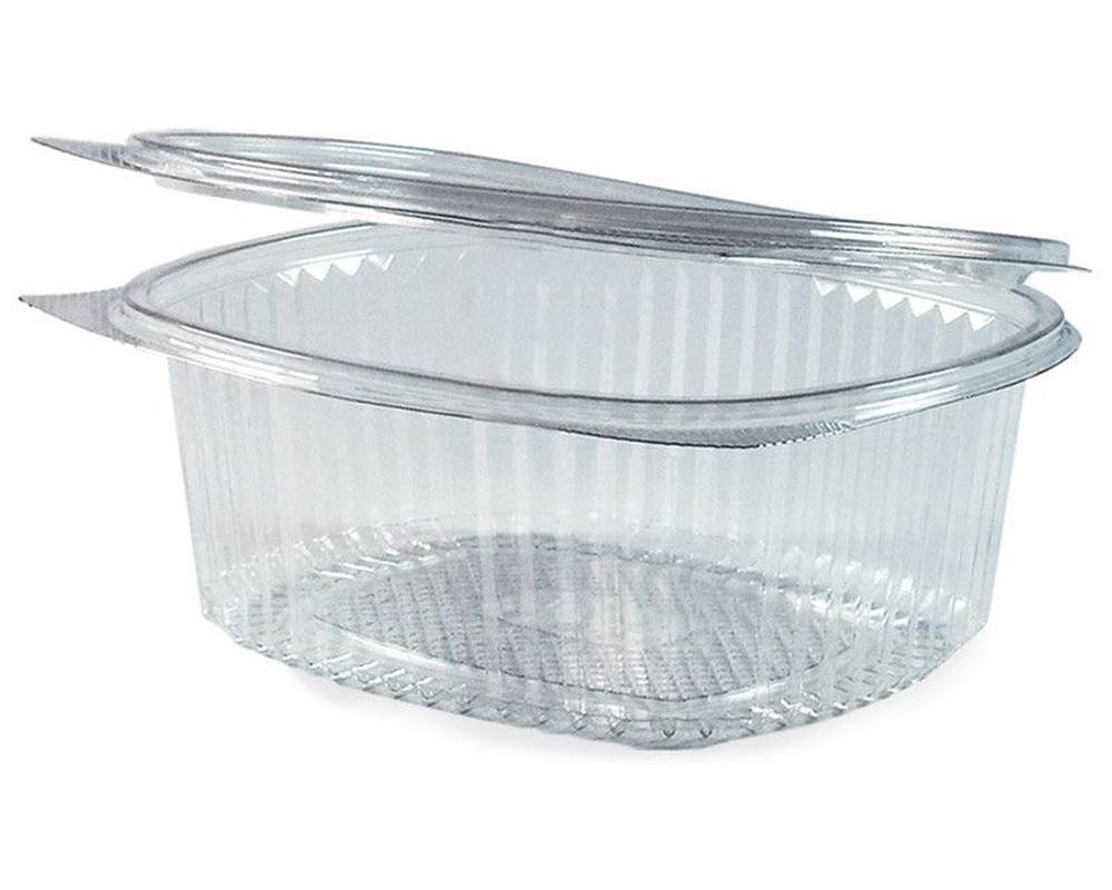 Feinkostbecher oval klar mit Deckel 375 ml (PET), 50 Stk.