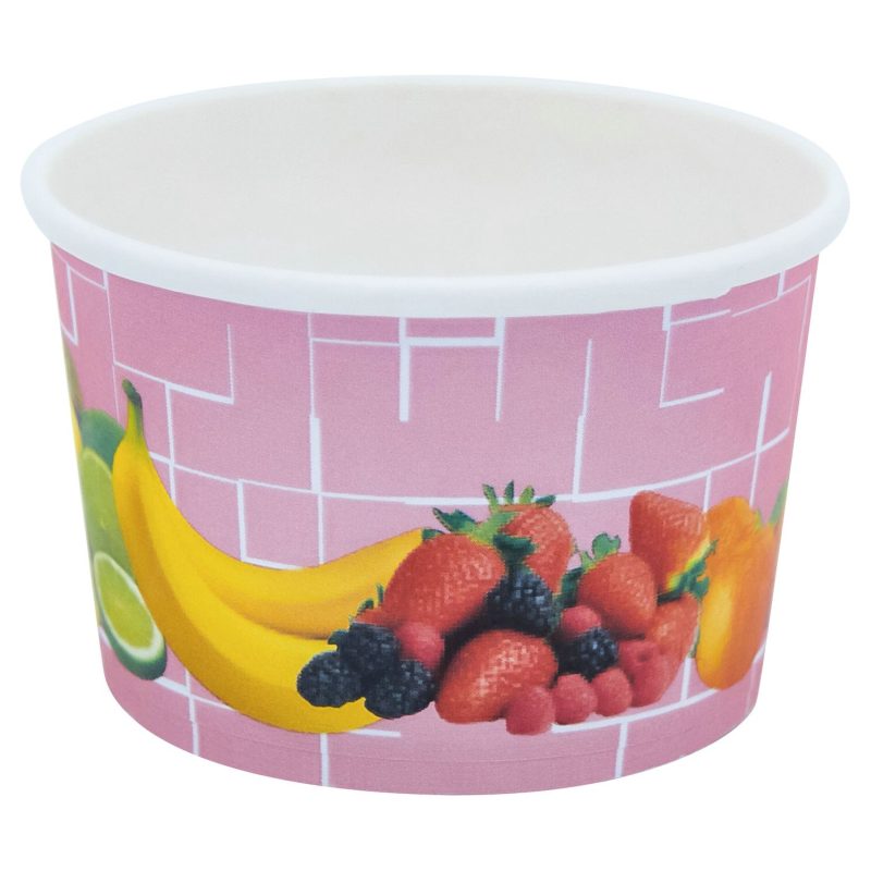 Eisbecher, Pappe rund 100 ml O 70mm, Höhe 45mm, "Fruchtreigen",  50 Stk.