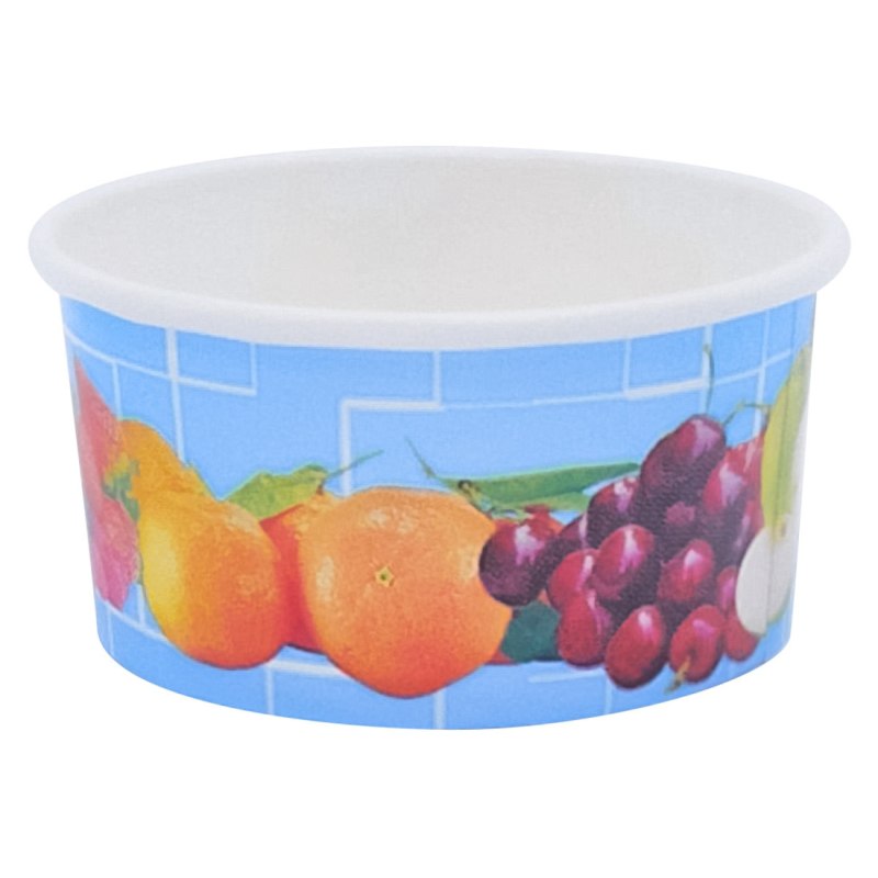 Eisbecher, Pappe rund 160 ml O 85mm, Höhe 43mm, "Fruchtreigen",  50 Stk.