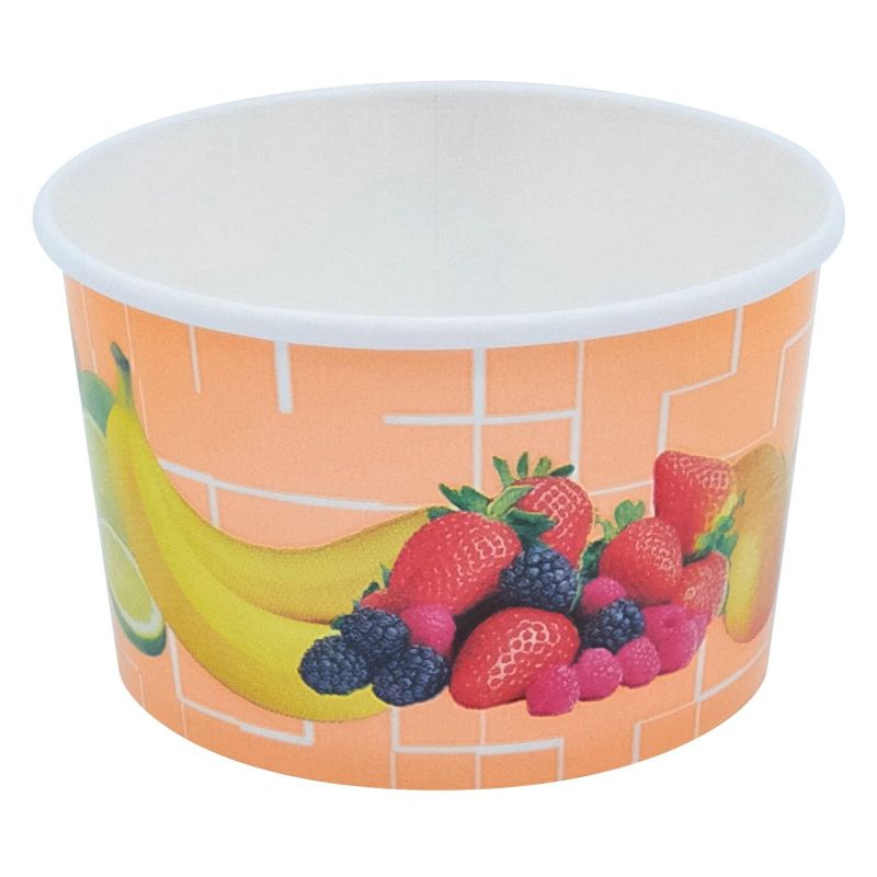 Eisbecher, Pappe rund 340 ml O 101mm, Höhe 63mm, "Fruchtreigen",  50 Stk.