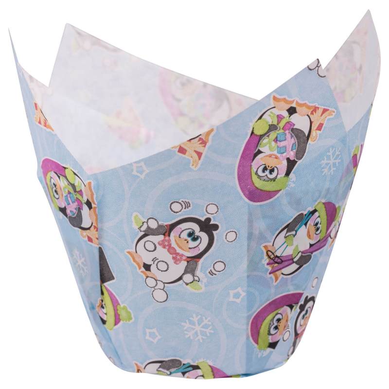 Muffin-Tulip-Wraps O 50 x 85 mm Pinguin, 160x160 mm, 24 Stk.