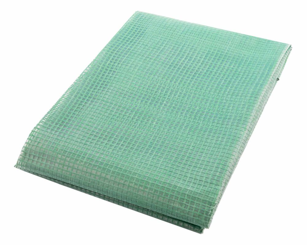 Gitterplane 1,50 x 10,00 m transparent mit grünem Gitter 250 g/m2 mit Nagelrand verstärkt gefaltet UV-stabil