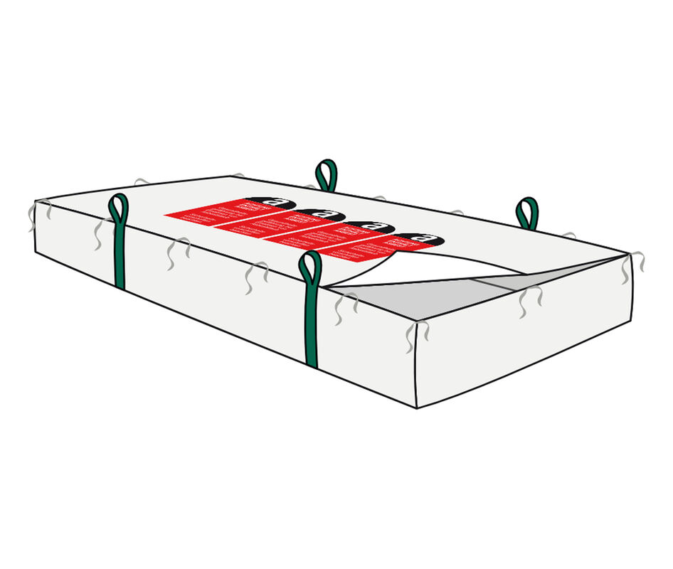 Plattensack 320x125x30cm  für Asbestentsorgung mit Asbestsymbol-Druck