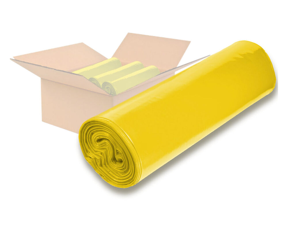 LDPE-Müllsäcke 120 L, 700 x 1100 mm, Typ 60 = 32 my, Regenerat gelb, 250 Stk.