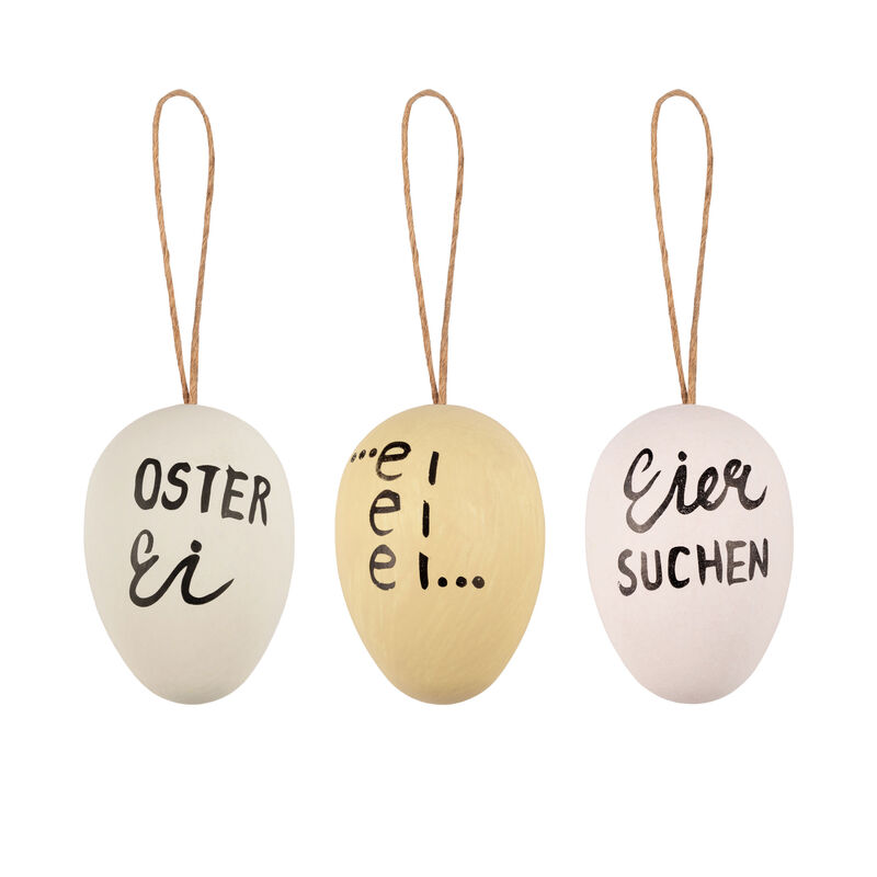 Ostereier Kunststoffeier  "Statement" Osterdeko weiß/creme/mint 6 cm, 6 Stk.