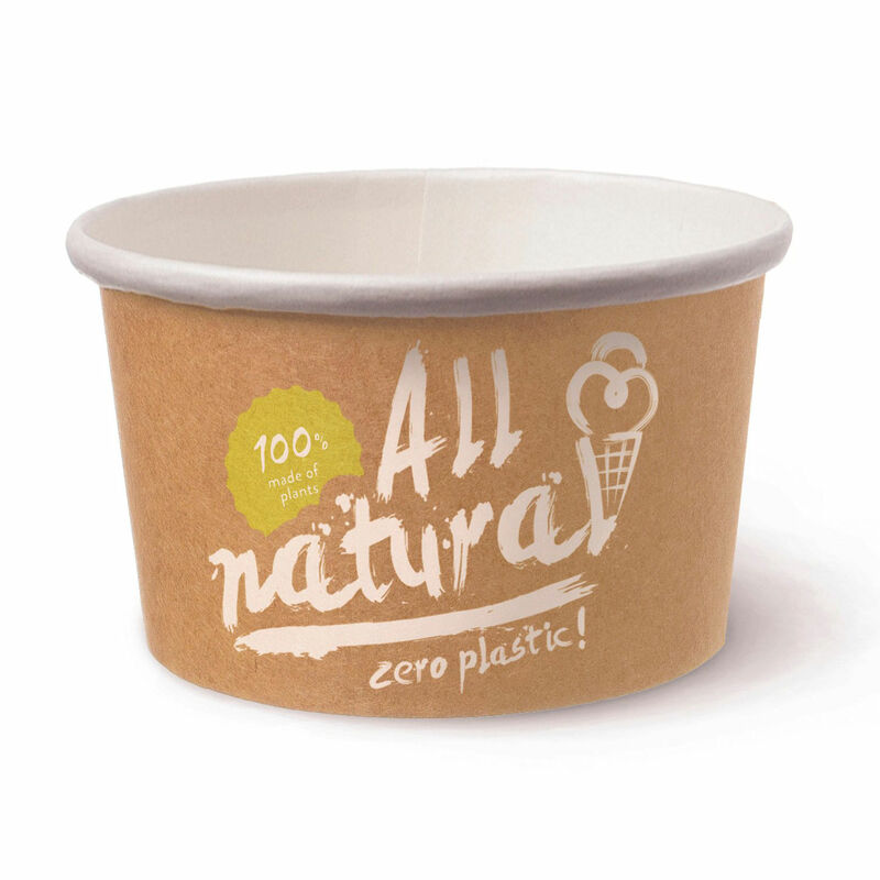 BIO Eisbecher Pappe FSCR 300 ml ALL NATURAL ohne Kunststoffbeschichtung, 50 Stk.