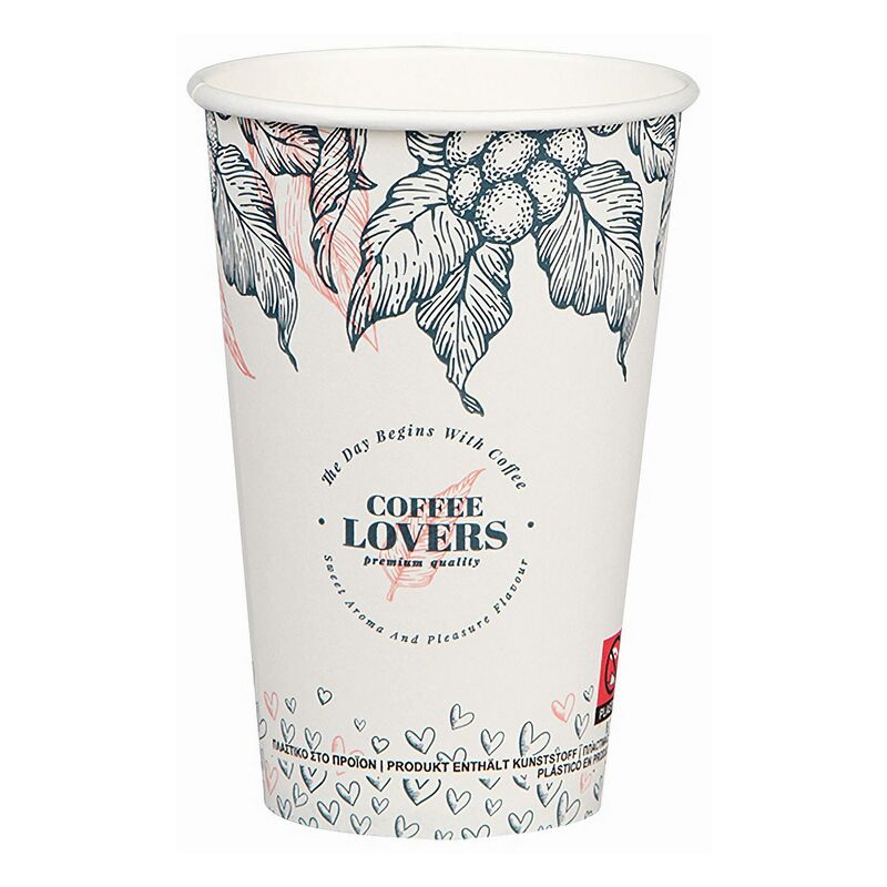 Kaffeebecher CoffeeToGo Pappbecher Design COFFEE LOVERS 300ml schmal, 50 Stk.