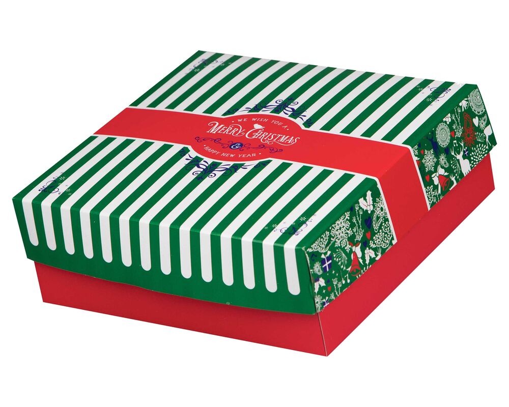 Keksbox Gebäckkarton mit Alubeschichtung "Weihnachten" 250 x 250 x 80mm, 75 Stk.