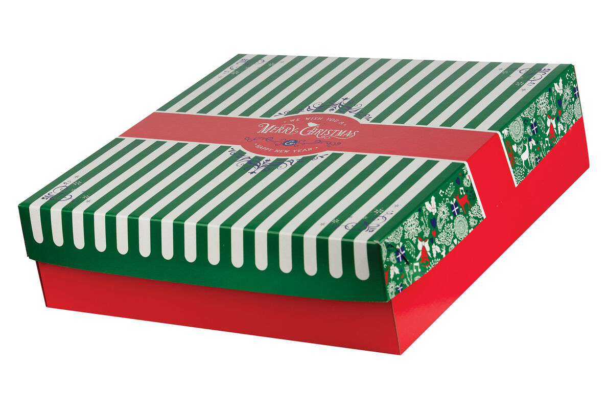 Keksbox Gebäckkarton mit Alubeschichtung "Weihnachten" 350 x 350 x 100mm, 42 Stk.