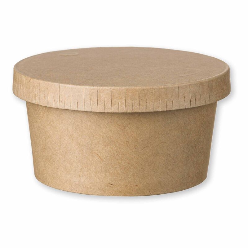 Eisbecher Feinkostbecher aus Kraftpapier FSCR rund 140ml braun mit Deckel, 50 Stk.