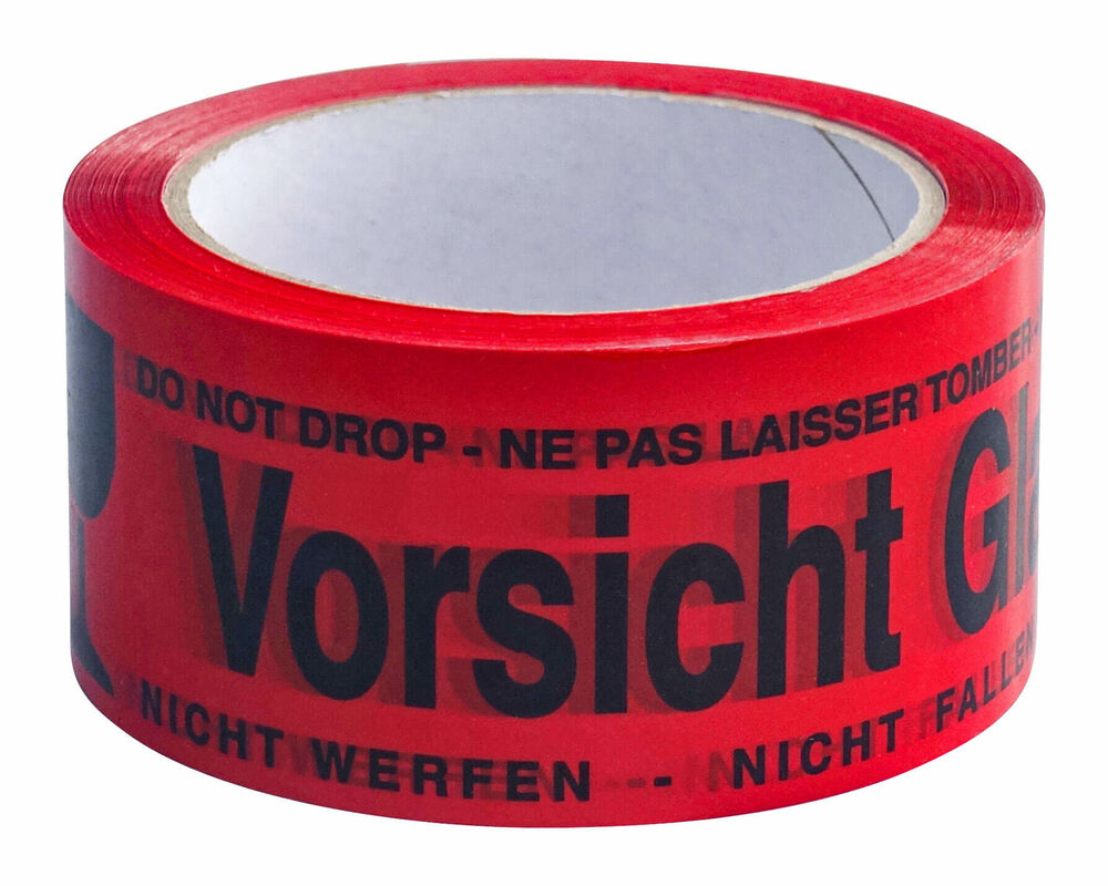 Packband Klebeband OPP-919NN, 50mmx66m, rot mit Aufdruck VORSICHT GLAS