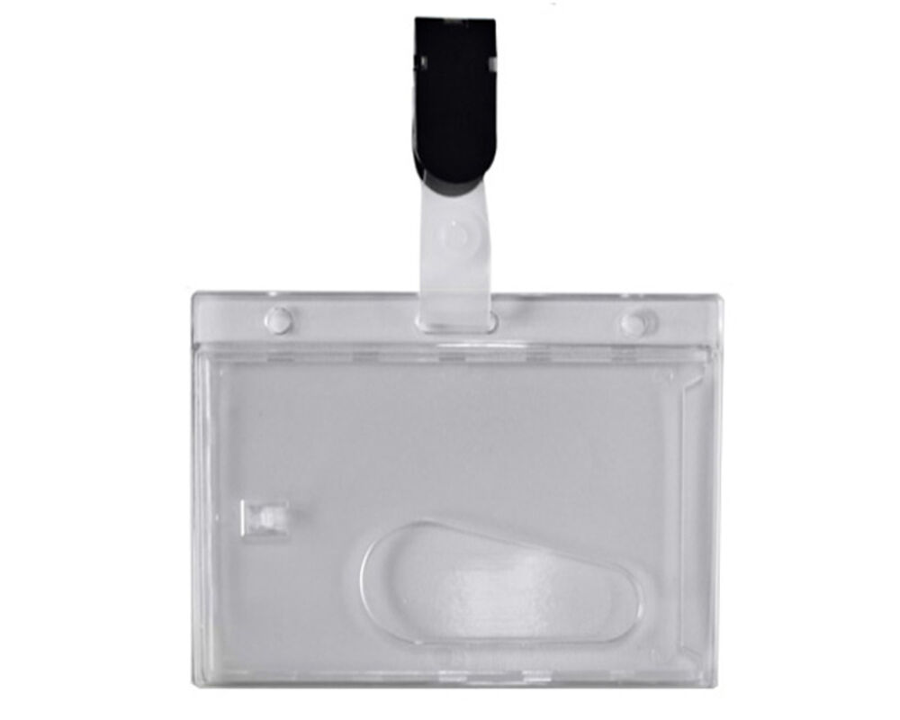 Ausweishülle, Kartenhülle, Namensschild aus PVC mit Clip, 60x90mm, 25 Stk.