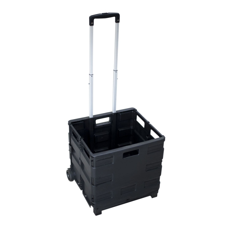 Klappbarer Einkaufstrolley large, mit Leichtlaufrädern, bis 30 kg, schwarz