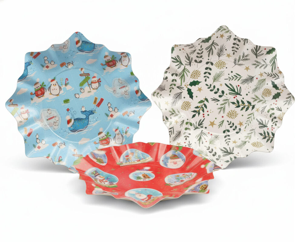 Gebäckschalen Plätzchenschalen für Weihnachtsgebäck Pappe O 28 cm verschiedene Motive, 2 Stk