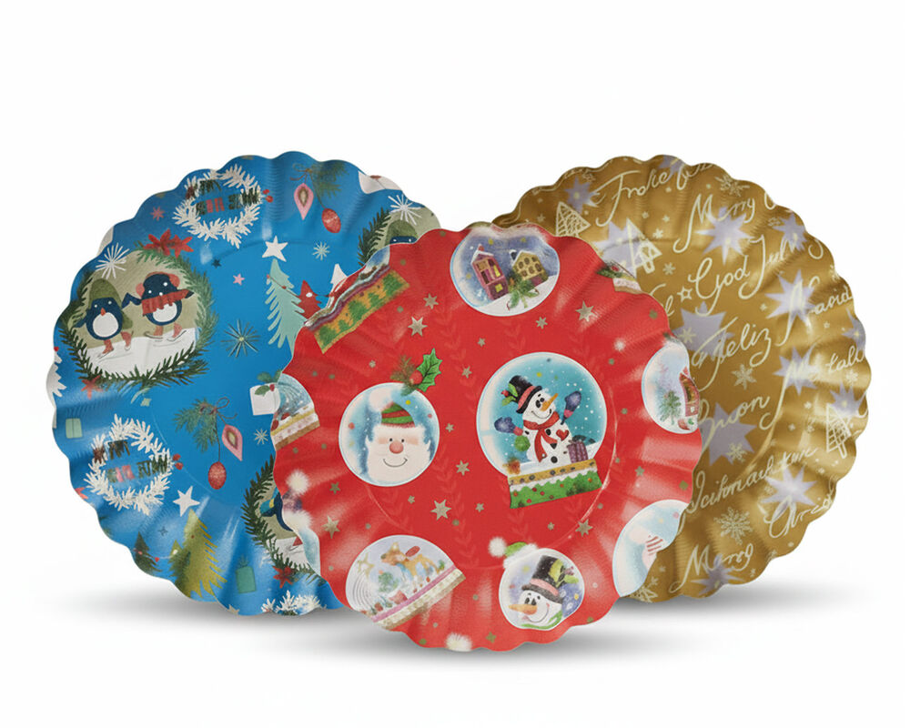 Gebäckschalen Plätzchenschalen für Weihnachtsgebäck Pappe O 23 cm verschiedene Motive, 2 Stk