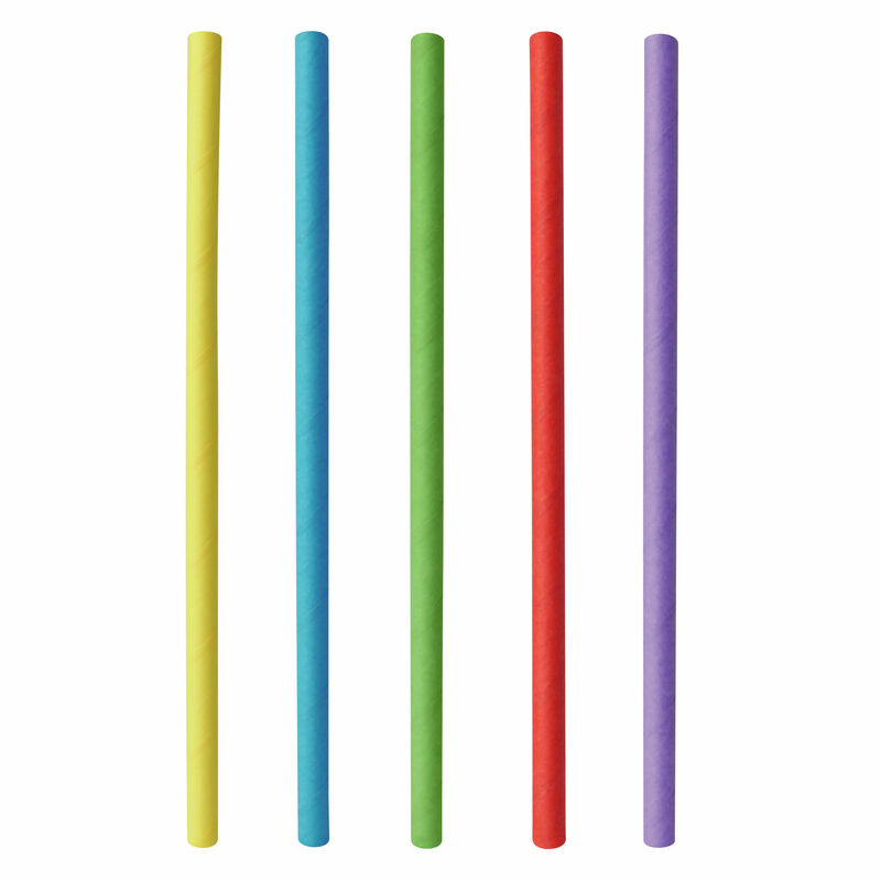 Papiertrinkhalme Shake-Halme Kaltgetränke 25 cm O 8 mm farbig sortiert, 100 Stk.