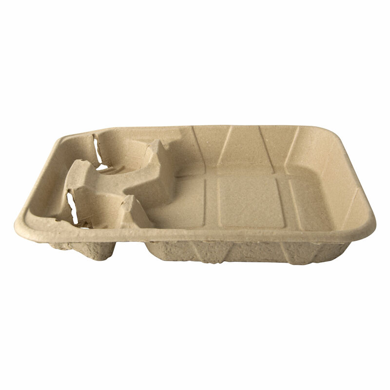 Tragetabletts Pappe "To Go" 4,7 x 26,6 x 33 cm für 2 Becher + Mahlzeit, 100 Stk.