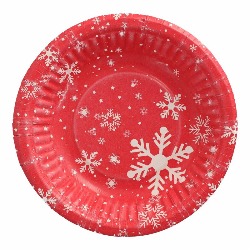 Pappschalen rund tief "Winterzauber"  O 19 cm x 3 cm rot, 50 Stk.