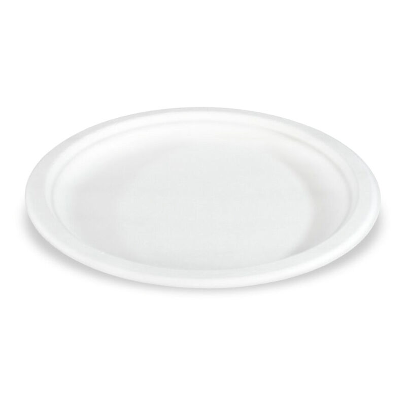 Bio Teller aus Zuckerrohr rund O 23cm weiß kompostierbar, 50 Stk.