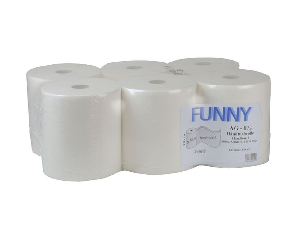Handtuchrolle für markenfreie Spendersysteme, 2 lagig, hochweiß, 20 cm, 6 Stk.