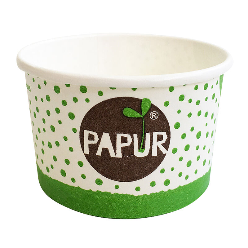 Bio Eisbecher Pappbecher PAPUR 100% ohne Kunststoff 260ml O92 Höhe 55mm, 50 Stk.