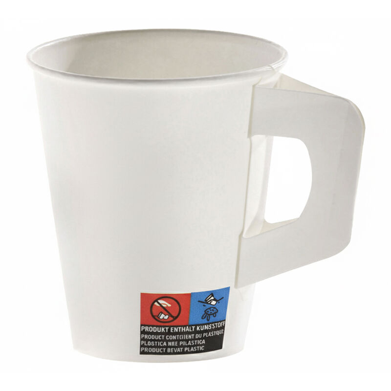Henkelbecher Kaffeebecher weiß, Pappe beschichtet, 180 ml,  80 Stk.