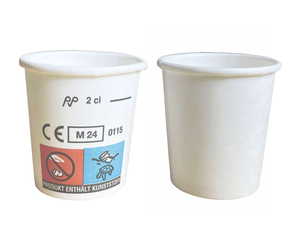 Schnapsbecher Shotbecher Stamperl Pappbecher weiß mit Eichstrich 2cl 20ml, 40 Stk.