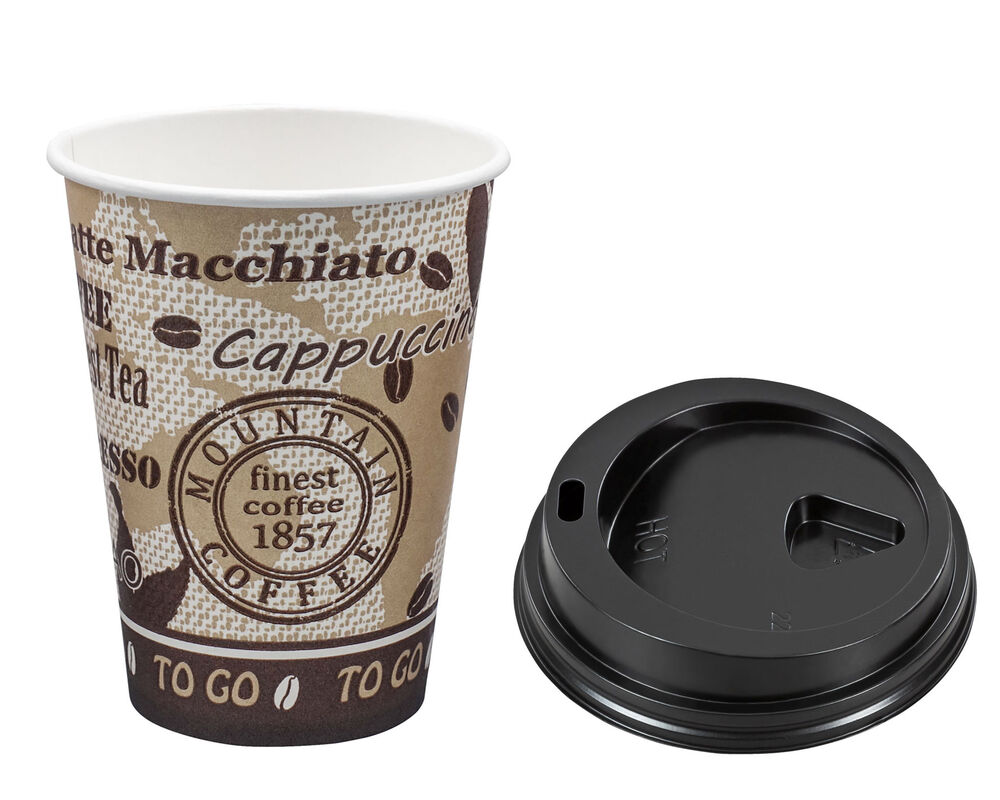 Kaffeebecher Premium mit Deckel, "Coffee to go", Pappe besch., 250 ml,  75 Stk.