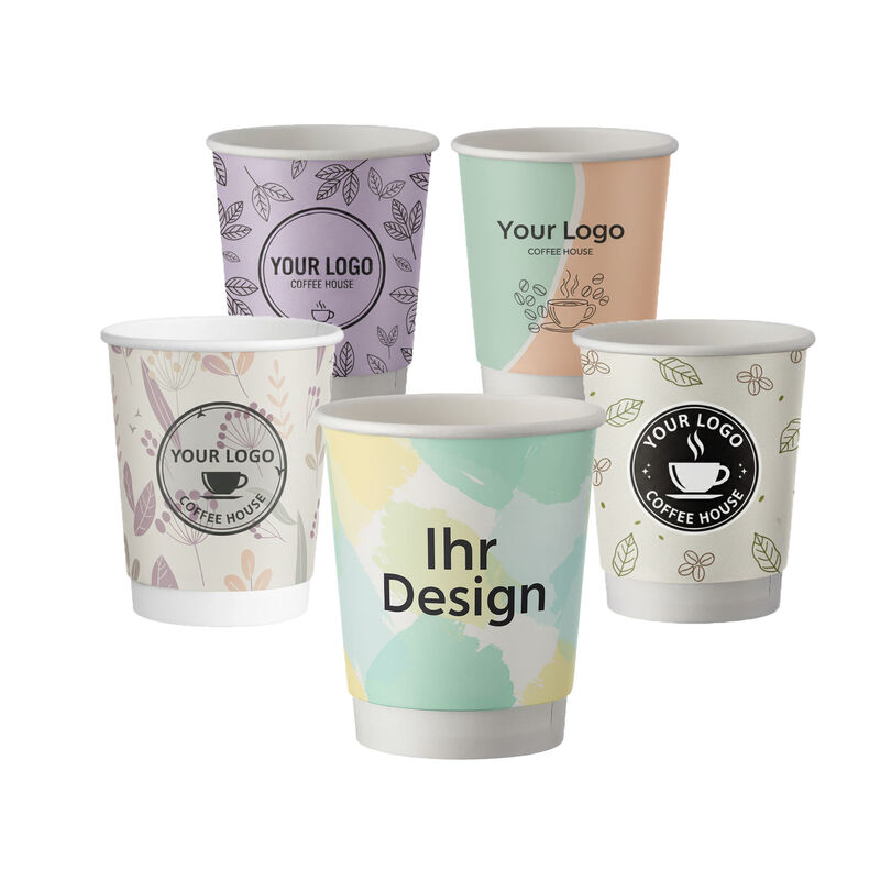 Personalisierbare Doppelwandbecher für Heiß- und Kaltgetränkebecher weiß 200 ml, 500 Stk.