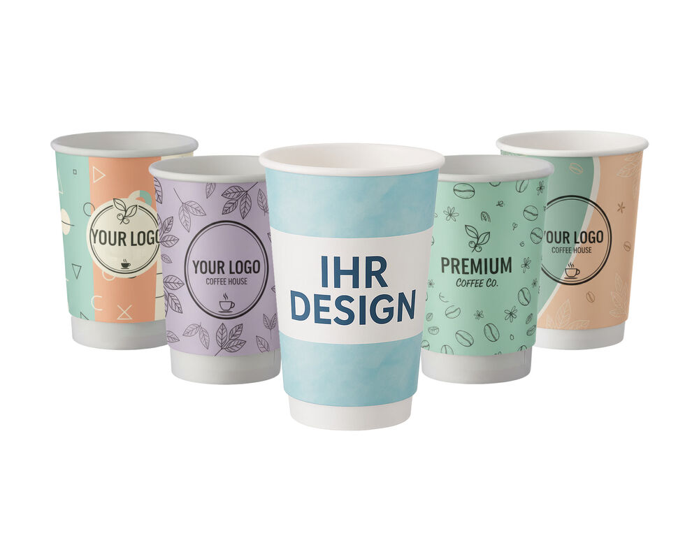 Personalisierbare Doppelwandbecher für Heiß- und Kaltgetränkebecher weiß 400 ml, 500 Stk.