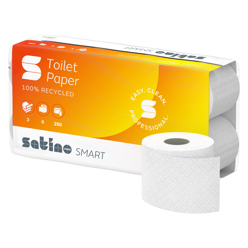 Smart Toilettenpapier 3-lagig recycling System MT1, 64 Rollen je 250 Blatt