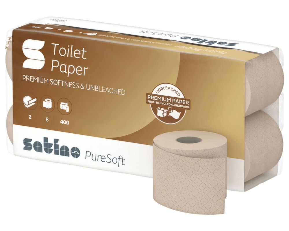 Puresoft Toilettenpapier 2-lagig aus 100% recyceltem Karton, System MT1, 64 Rollen je 250 blatt