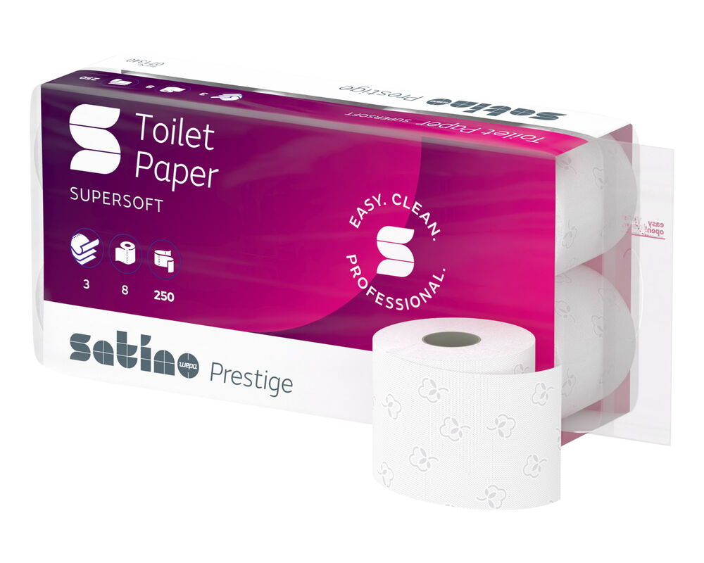 Prestige Toilettenpapier 3-lagig aus 100 Zellstoff, System MT1, 64 Rollen je 250 Blatt