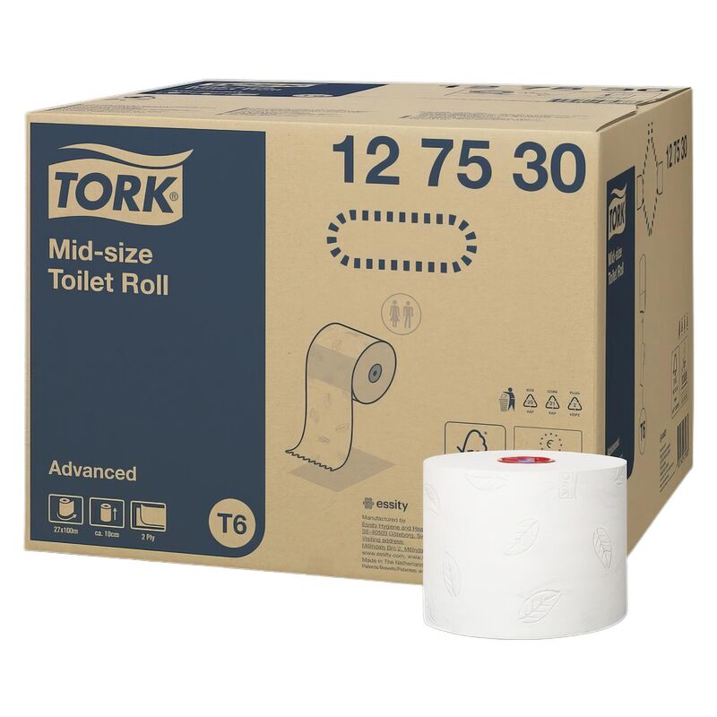 Midi Toilettenpapier Advanced T6 weiß 2-lagig, 27 Rollen je 100m