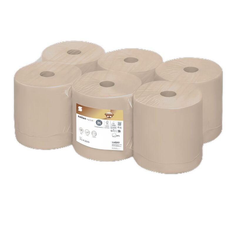 Puresoft Rollenhandtuch, System PT1, 2-lagig 6 Rollen á 680 Abrisse, 20,5cm x 170m, braun
