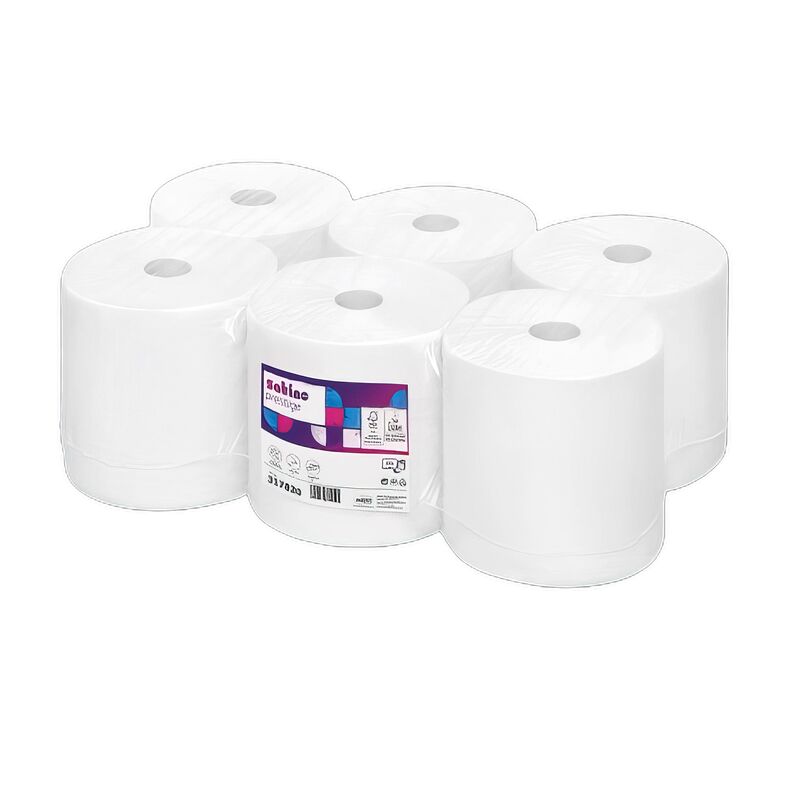 Prestige Rollenhandtuch, System PT1, 2-lagig 6 Rollen á 612 Abrisse, 20,5cm x 150m, weiß