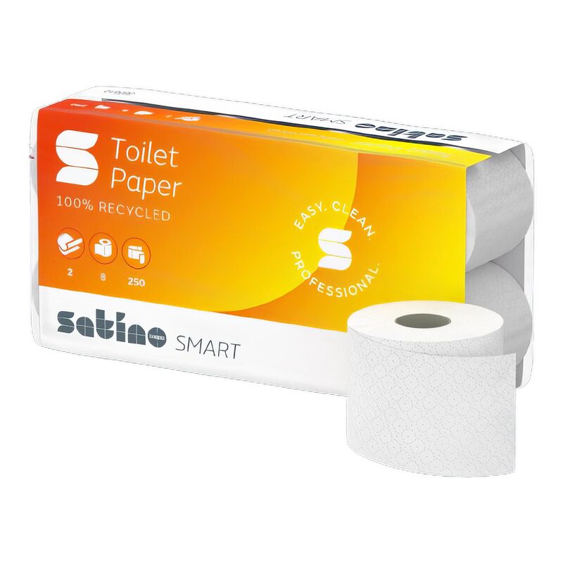 Smart Toilettenpapier 2-lagig recycling weiß System MT1, 64 Rollen je 250 Blatt