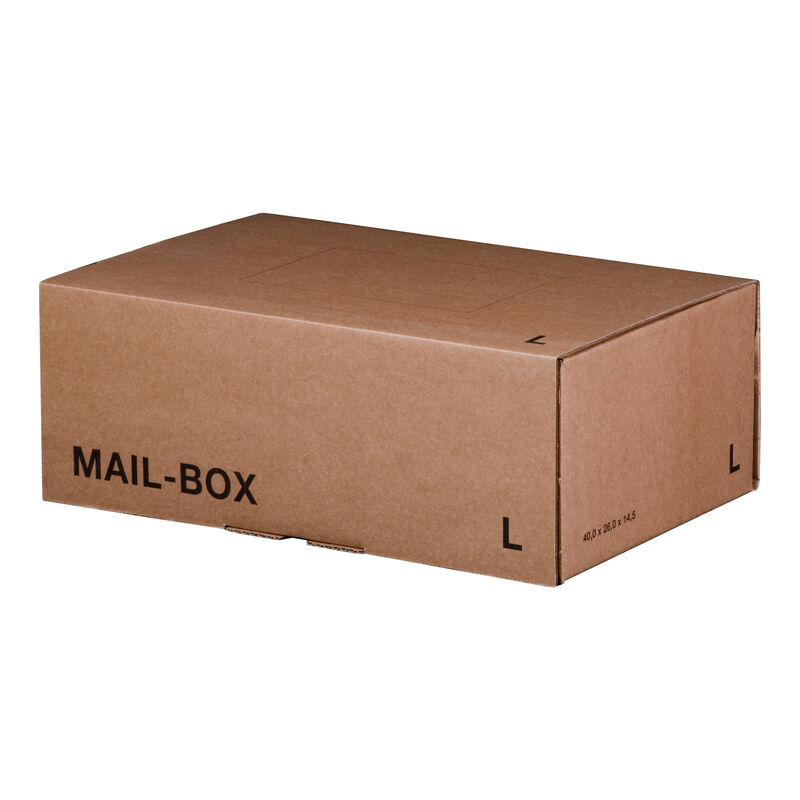 Versandkarton 395x248x141mm MAILBOX L mit Steckverschluss wiederverschließbar braun