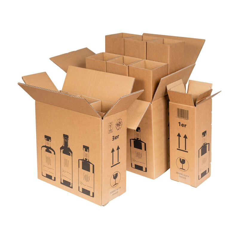 Versandkarton für 6 Ginflaschen 326x226x278mm braun