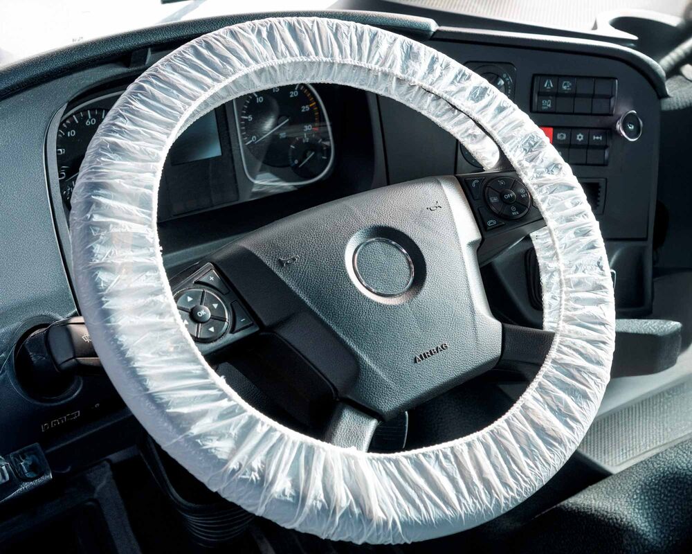 Lenkradschoner Einweg-Lenkradschutz O 55 cm für LKW mit Gummizug weiß, 250 Stk.