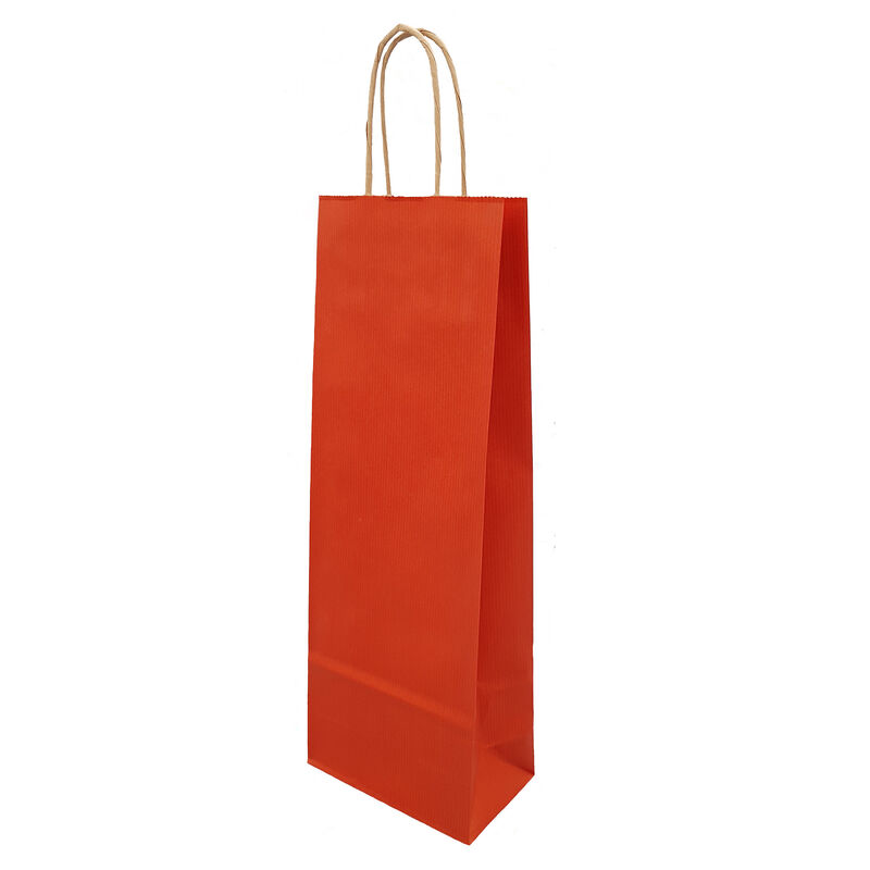 Flaschentragetaschen Flaschentaschen 140+80x390mm Papier dunkelrot gerippt mit Kordel